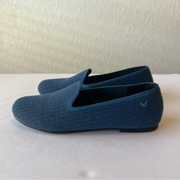 VIVAIA Kimberley round toe fluffy blue knit loafers flats comfort shoes