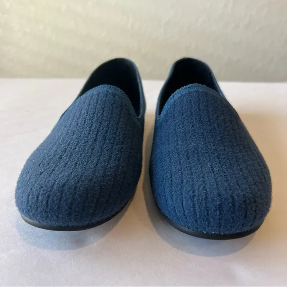 VIVAIA Kimberley round toe fluffy blue knit loafers flats comfort shoes