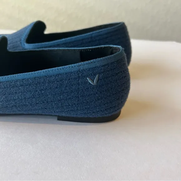 VIVAIA Kimberley round toe fluffy blue knit loafers flats comfort shoes