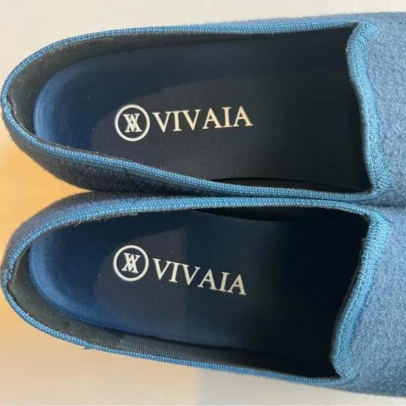 VIVAIA Kimberley round toe fluffy blue knit loafers flats comfort shoes
