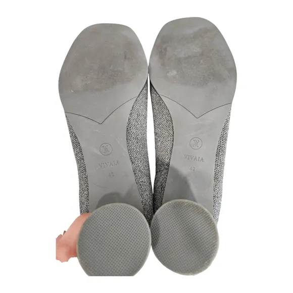 Vivaia Quinn Loafers Square Toe Gray Heels Size EU42 US11.5