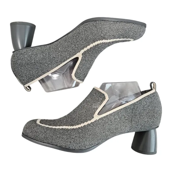 Vivaia Quinn Loafers Square Toe Gray Heels Size EU42 US11.5