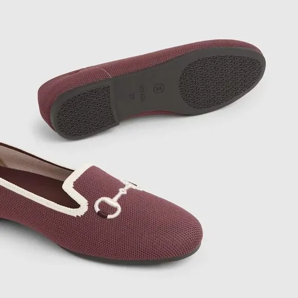 Vivaia Round-Toe Patterned Loafers in Brick Size 41