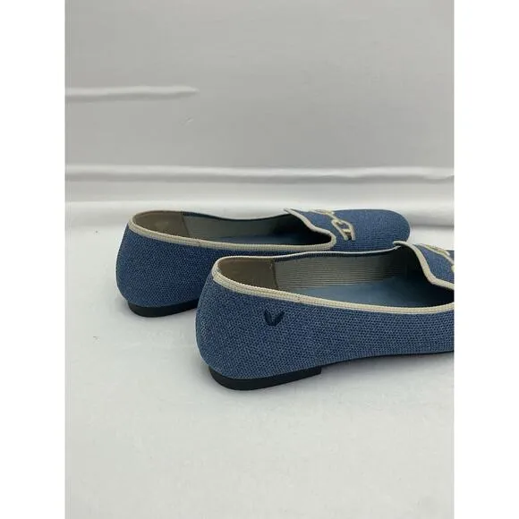 Vivaia Round Toe Woven Knit Loafer Size 38-7 Blue