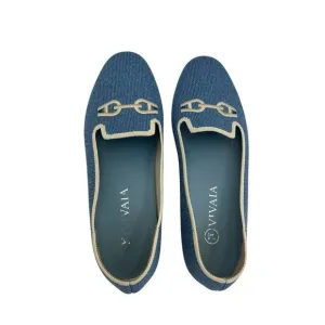 Vivaia Round Toe Woven Knit Loafer Size 38-7 Blue