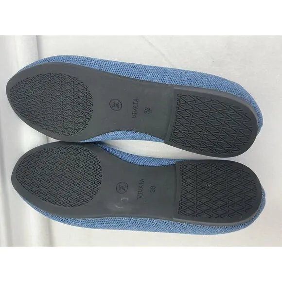 Vivaia Round Toe Woven Knit Loafer Size 38-7 Blue