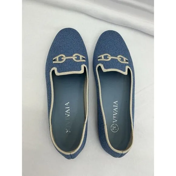 Vivaia Round Toe Woven Knit Loafer Size 38-7 Blue