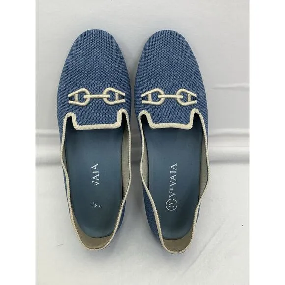 Vivaia Round Toe Woven Knit Loafer Size 38-7 Blue