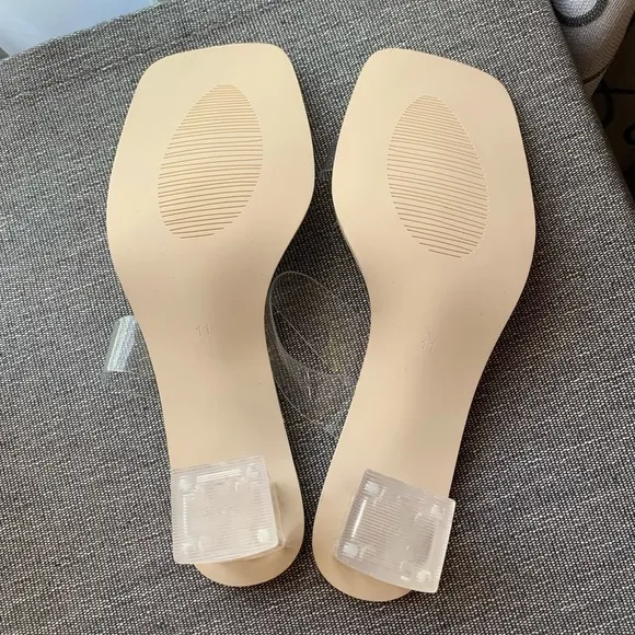 Vivianly Open Toe Clear Heels Mule Double Straps Slip On Chunky Sandal S…
