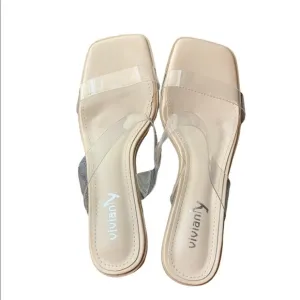 Vivianly Open Toe Clear Heels Mule Double Straps Slip On Chunky Sandal S…