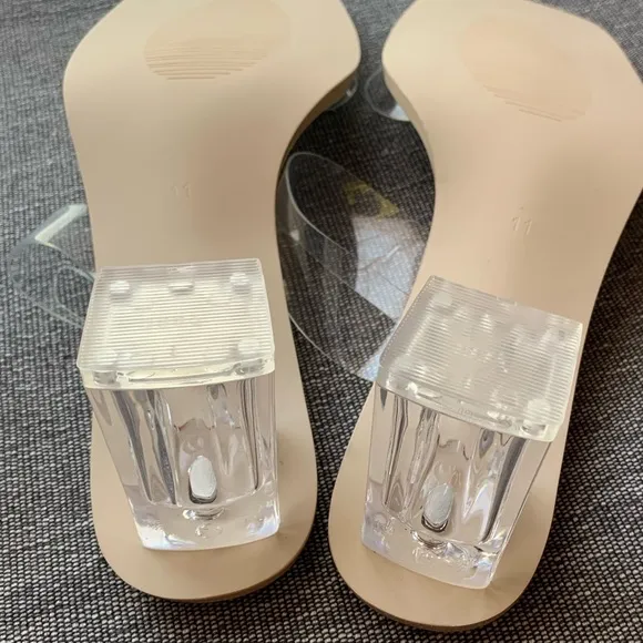 Vivianly Open Toe Clear Heels Mule Double Straps Slip On Chunky Sandal S…