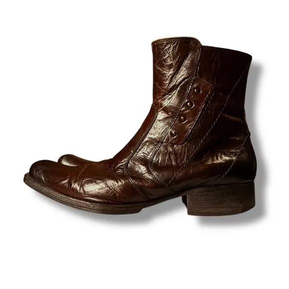 VTG ALDO Side Zip Boots Mens Chocolate Brown Leather Square Toe Y2K Euro Sz 45