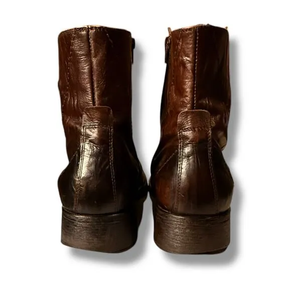 VTG ALDO Side Zip Boots Mens Chocolate Brown Leather Square Toe Y2K Euro Sz 45