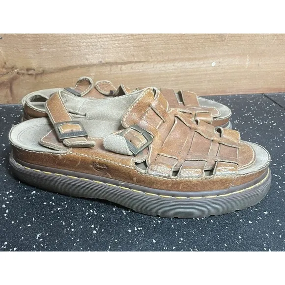 Vtg Dr Doc Martens Leather Fisherman Chunky Sandal Sz 13 England Y2K 90s Mens