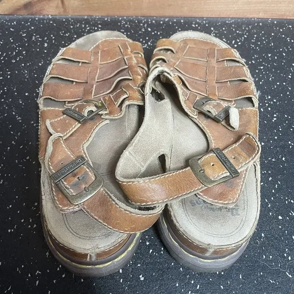 Vtg Dr Doc Martens Leather Fisherman Chunky Sandal Sz 13 England Y2K 90s Mens