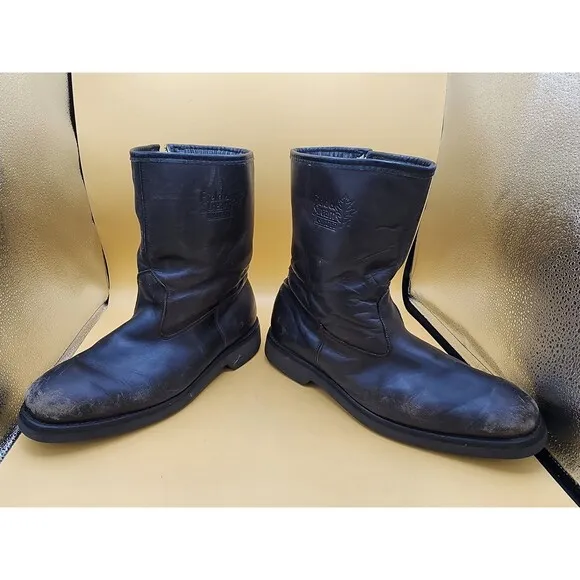 VTG Field &amp; Stream Black Leather Insulated Boots Zip Side Almond Toe Men Sz 10EE