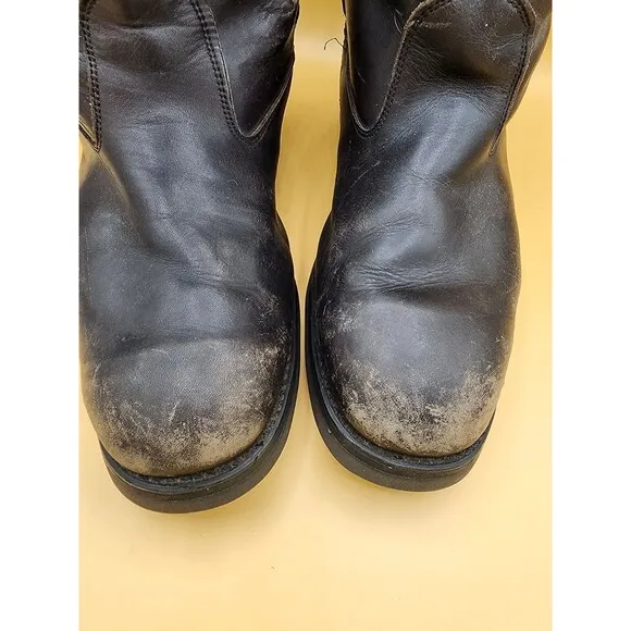 VTG Field &amp; Stream Black Leather Insulated Boots Zip Side Almond Toe Men Sz 10EE
