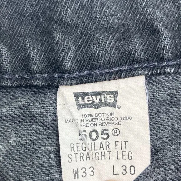 VTG Levis Jeans 505 Orange Tab 33x30 Act 32x27 Black Denim Straight Classic 90s