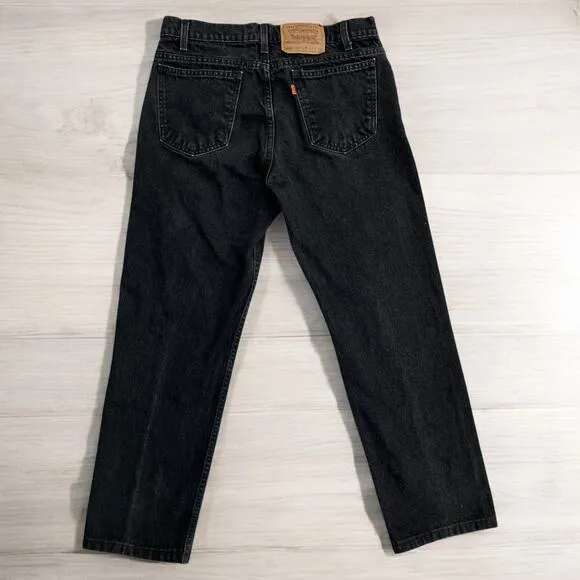 VTG Levis Jeans 505 Orange Tab 33x30 Act 32x27 Black Denim Straight Classic 90s