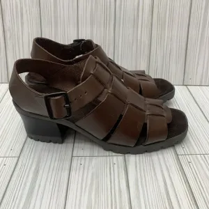 VTG Made In Brazil Gladiator Fisherman Brown Chunky Heels Sandals 90s 7 M