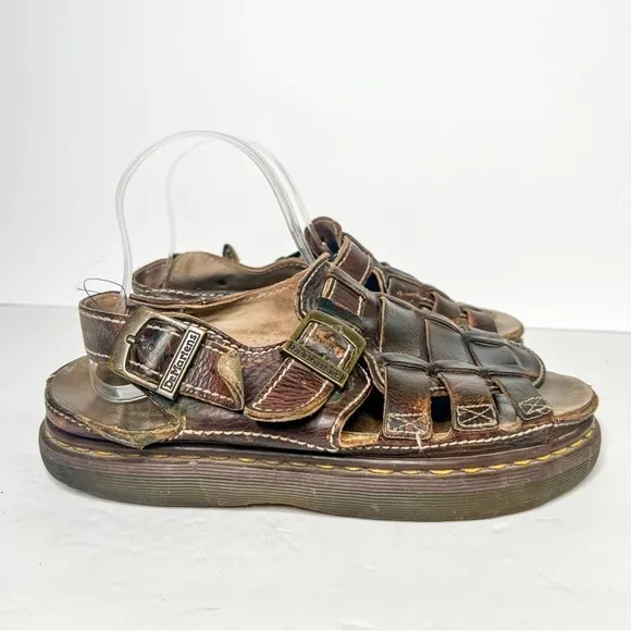 VTG Y2K Dr. Martens Chunky Fisherman Leather Sandals Slingback Size 10 Men’s