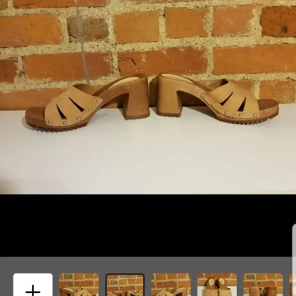 VTG Y2K LEATHER SANDALS BROWN CHUNKY HEELS RETRO SUMMER 90S CLUELESS FESTIVAL
