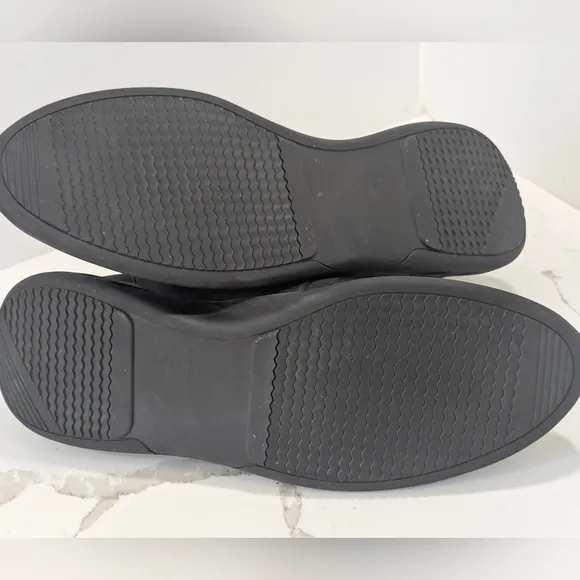 VTKIX Men's Slip-On Leather Knitted Invisible Black Size 16 Athletic Sneakers