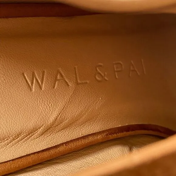 Wal &amp; Pai Leather Mules Womens Size 9 Caramel Tan Block Heel Slides Shoes