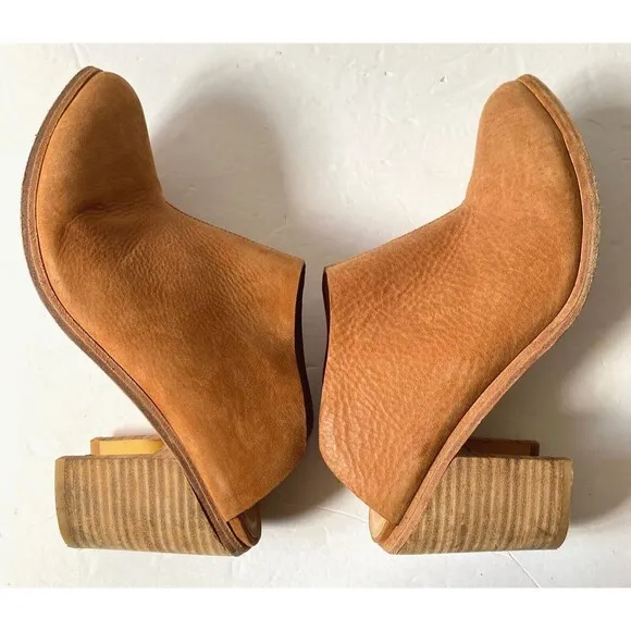 Wal &amp; Pai Leather Mules Womens Size 9 Caramel Tan Block Heel Slides Shoes