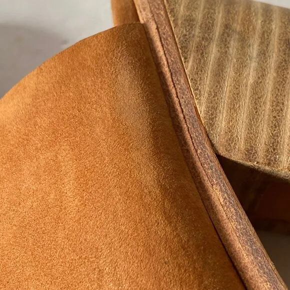 Wal &amp; Pai Leather Mules Womens Size 9 Caramel Tan Block Heel Slides Shoes