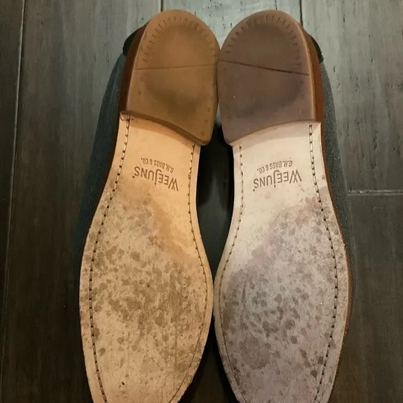 Weejuns G.H. Bass &amp; Co. Loafers Slip On Gray Canvas Leather Accents Size…
