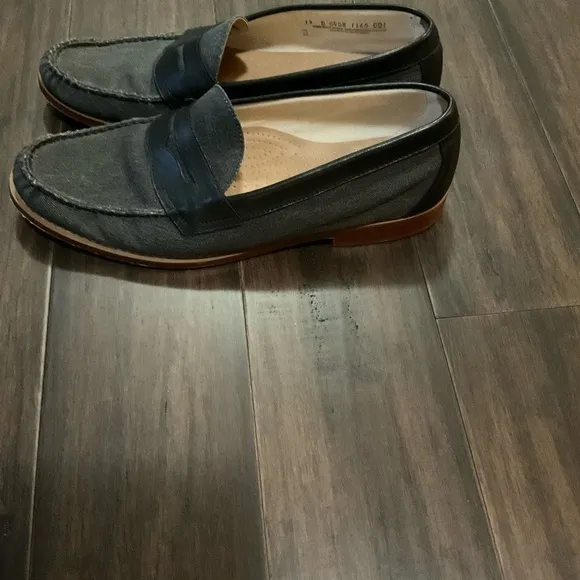 Weejuns G.H. Bass &amp; Co. Loafers Slip On Gray Canvas Leather Accents Size…