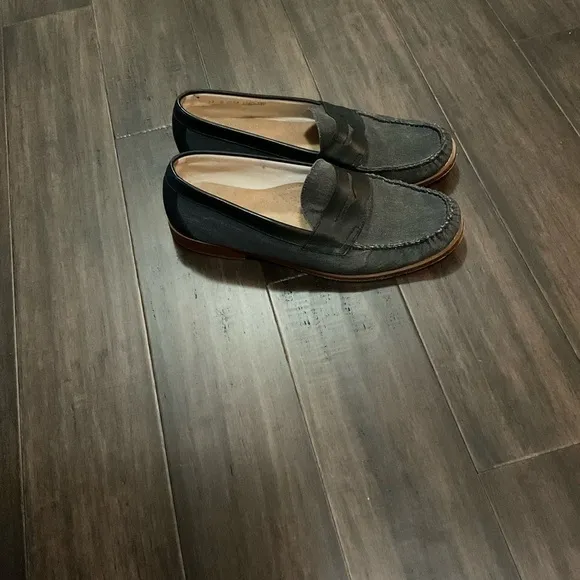 Weejuns G.H. Bass &amp; Co. Loafers Slip On Gray Canvas Leather Accents Size…