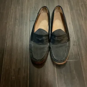 Weejuns G.H. Bass &amp; Co. Loafers Slip On Gray Canvas Leather Accents Size…
