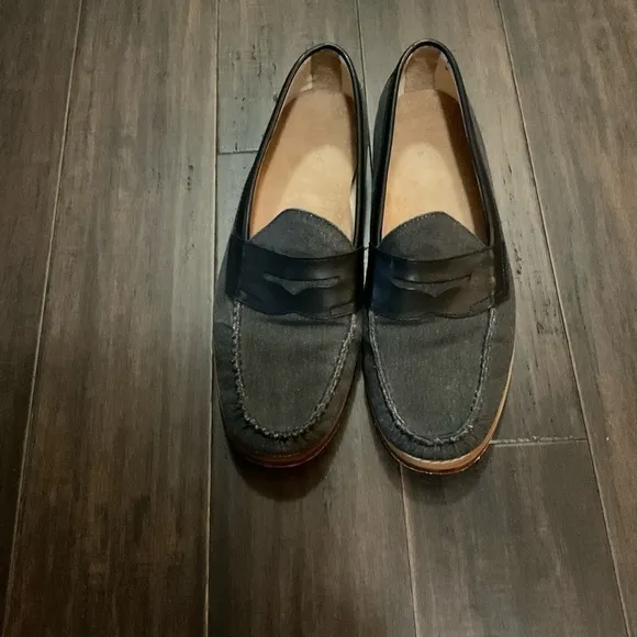 Weejuns G.H. Bass &amp; Co. Loafers Slip On Gray Canvas Leather Accents Size…