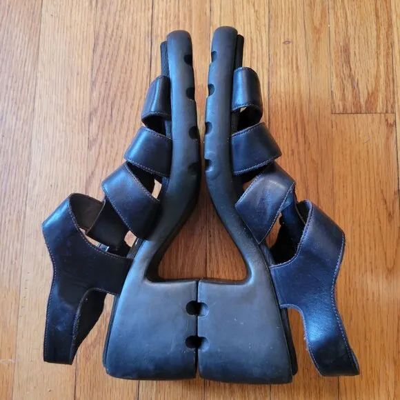 Westies 10M Leather Chunky Heel Sandals Open Toe Platforms 90s Y2K Brazil