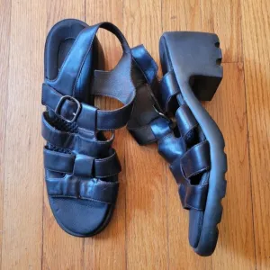 Westies 10M Leather Chunky Heel Sandals Open Toe Platforms 90s Y2K Brazil