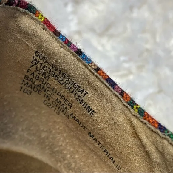 White Mountain Outshine Rainbow Canvas Cork Wedges 7.5