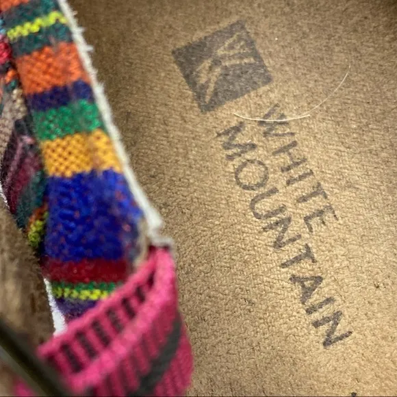White Mountain Outshine Rainbow Canvas Cork Wedges 7.5