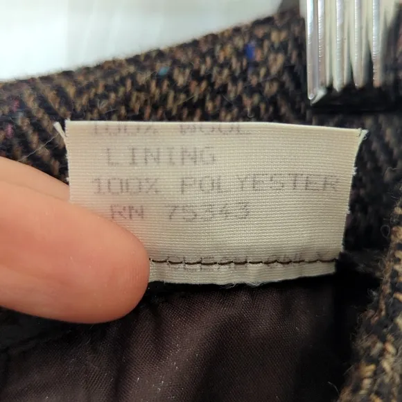 Willi Smith 90's Vintage Flecked Herringbone Wool Mini Wrap Skirt Brown Black 14