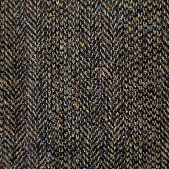 Willi Smith 90's Vintage Flecked Herringbone Wool Mini Wrap Skirt Brown Black 14