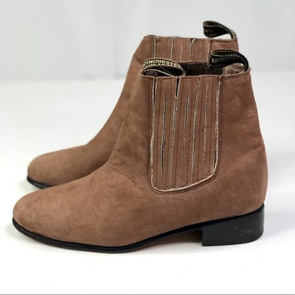 Winchester Mexican Chelsea boots light brown leather double gored pull tabs 7