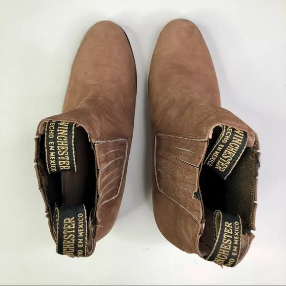 Winchester Mexican Chelsea boots light brown leather double gored pull tabs 7