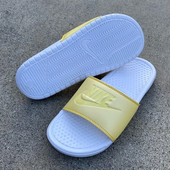 WMNS NIKE BENASSI YELLOWS WHITES SLIDES JDI