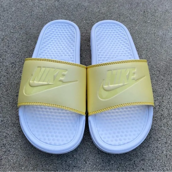 WMNS NIKE BENASSI YELLOWS WHITES SLIDES JDI