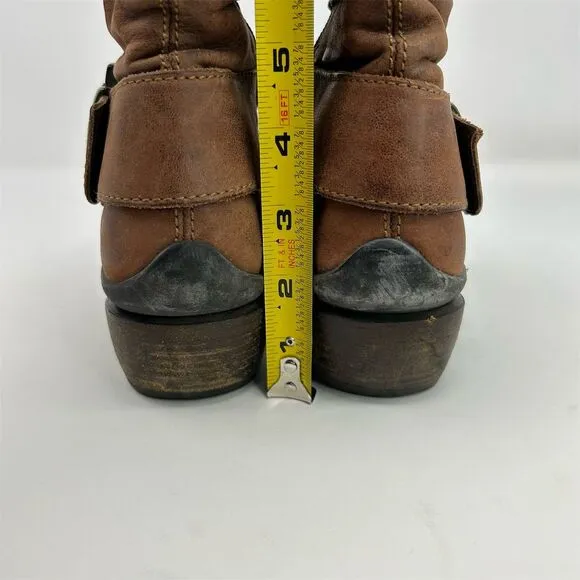 Wolky Women's Brown Leather Western Buckle Heeled Ankle Booties Size 37 (US 6)
