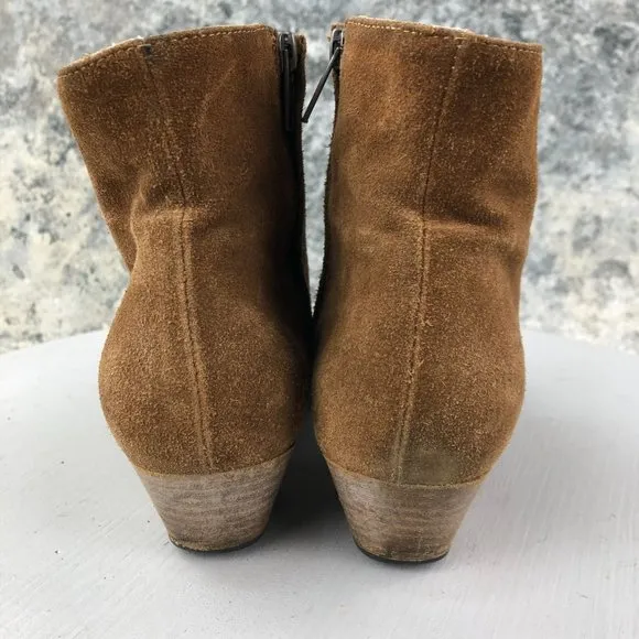 Woman by Common Projects Women's EU 36 (US 6) Brown Leather Side Zip Ankle Boots