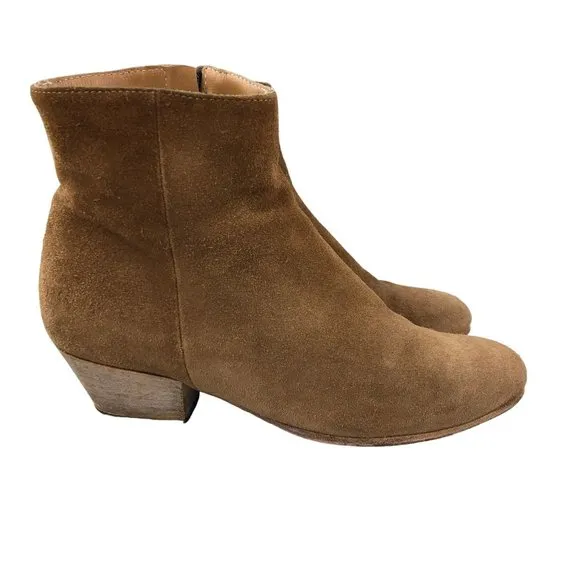 Woman by Common Projects Women's EU 36 (US 6) Brown Leather Side Zip Ankle Boots