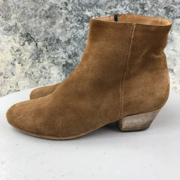 Woman by Common Projects Women's EU 36 (US 6) Brown Leather Side Zip Ankle Boots