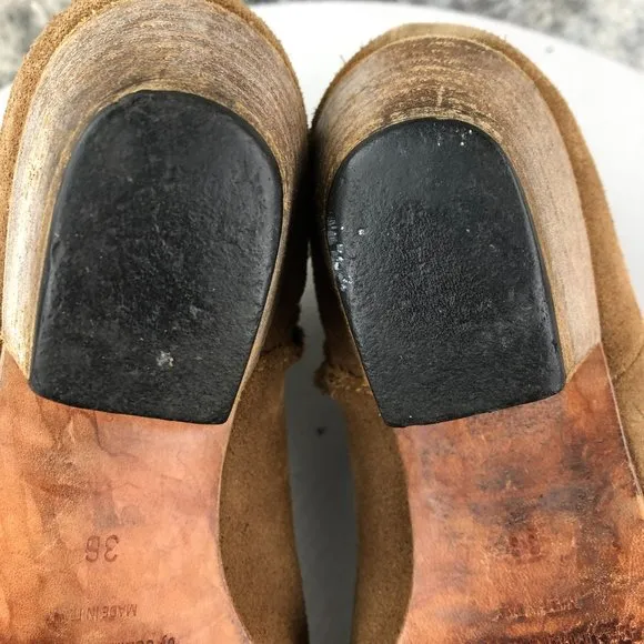 Woman by Common Projects Women's EU 36 (US 6) Brown Leather Side Zip Ankle Boots